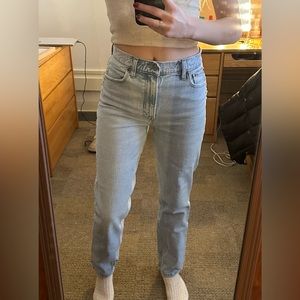 Abercrombie and Fitch; The 90’s Straight Ultra High Rise jeans: light colored